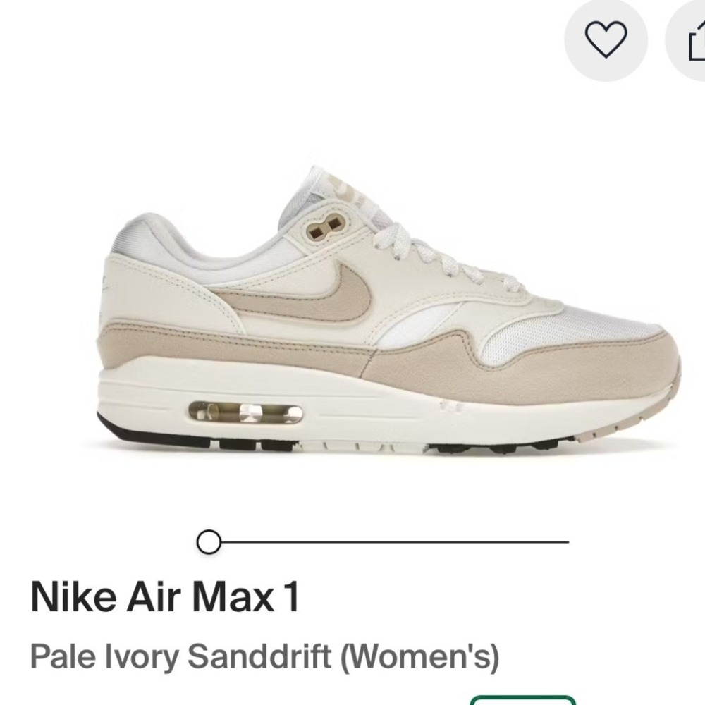 Nike Air Max 1 Pale Ivory Sanddrift Womens Sneakers DZ2628-101 Size 9.5
